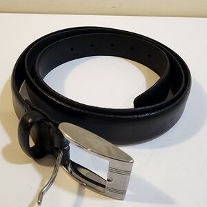 EURO METAL Men's Black leather Belt size 44
